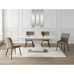 Vente-Unique Table à manger extensible 6 à 8 personnes en MDF et acier inoxydable - Blanc - NOWATA