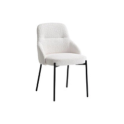 Acheter Vente-Unique Lot de 2 chaises en tissu bouclette et métal noir - Blanc - LIAMONA