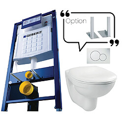 Pack Wc suspendu avec abattant standard GEBERIT PROMO plaque Sigma 01 blanc GEBERIT PROMO