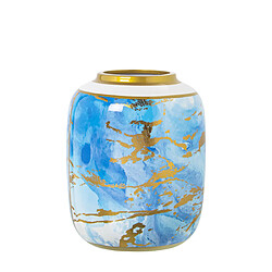 Vase Alexandra House Living Bleu Blanc Doré Céramique 18 x 18 x 23 cm 