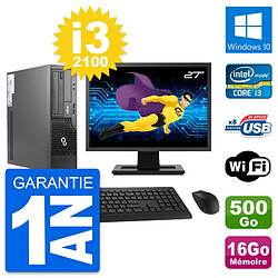 PC Fujitsu E500 DT Ecran 27" Intel i3-2100 RAM 16Go Disque 500Go Windows 10 Wifi - Occasion