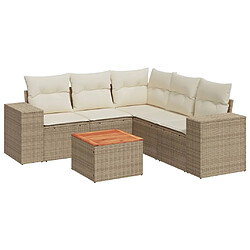 vidaXL Salon de jardin avec coussins 6 pcs beige résine tressée