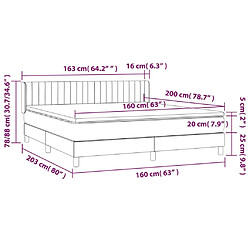 vidaXL Sommier à lattes de lit et matelas Gris foncé 160x200cm Velours pas cher