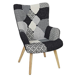 Toilinux Fauteuil Helsinki Patchwork - Noir et blanc Toilinux - Fauteuil Helsinki Patchwork - Noir et blanc - Scandinave