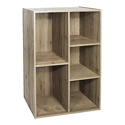 Iris Ohyama Étagère de rangement 5 casiers en bois MDF - Basic Wood Shelf CX-23C - chêne brun cendré, L60 x P29 x H87.9 cm 531566