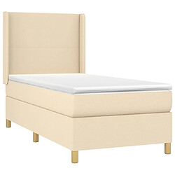 Avis Maison Chic Lit adulte- Lit + matelas,Sommier à lattes de lit et matelas Crème 90x190 cm Tissu -GKD15815