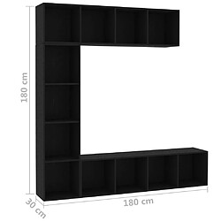 vidaXL Ensemble de bibliothèque/meuble TV 3 pcs Noir 180x30x180 cm pas cher