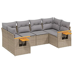 vidaXL Salon de jardin avec coussins 6 pcs beige résine tressée