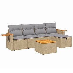 vidaXL Salon de jardin avec coussins 6pcs mélange beige résine tressée