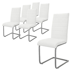 ML-Design Lot de 6 chaise de salle à manger à piétement haut dossier blanc en simili/métal