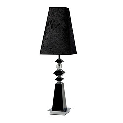 Inspired Lampe de table E27, abat-jour en daim noir/cristal, non compatible LED/CFL