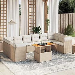 vidaXL Salon de jardin 11 pcs avec coussins beige résine tressée