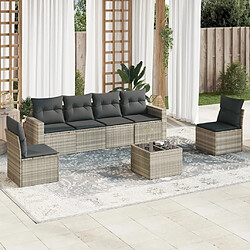 vidaXL Salon de jardin avec coussins 7 pcs gris clair résine tressée 