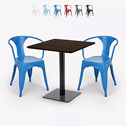 Ahd Amazing Home Design ensemble 2 chaises style et table horeca 70x70cm bar restaurants starter - Bleu