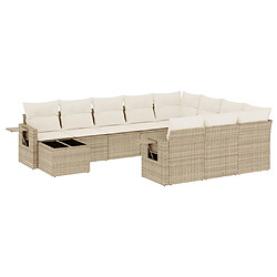 Maison Chic Salon de jardin 11 pcs avec coussins | Ensemble de Table et chaises | Mobilier d'Extérieur beige résine tressée -GKD26117