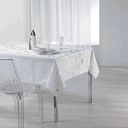 Douceur D'Interieur Nappe rectangulaire antitache et infroissable Flocons - 150 x 300 cm - Blanc et argent