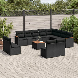 Maison Chic Salon de jardin avec coussins 13 pcs, Ensemble Tables et chaises de jardin, noir résine tressée -GKD700452