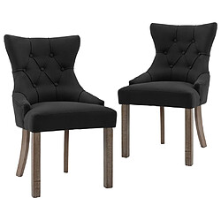 Decoshop26 Lot de 2 chaises de salle à manger cuisine design moderne tissu noir CDS020871 