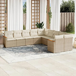 vidaXL Salon de jardin avec coussins 10 pcs beige résine tressée