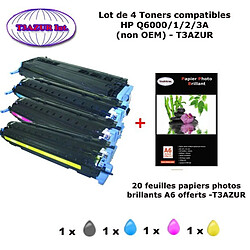 4 Toners génériques HP Q6000,1,2,3A pour HP Color LaserJet CM1015, CM1017 + 20f papiers photos A6 -T3AZUR 