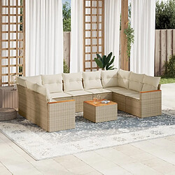 Maison Chic Salon de jardin avec coussins 10 pcs | Ensemble de Table et chaises | Mobilier d'Extérieur beige résine tressée -GKD50820