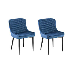 Beliani Chaise de salle à manger Set de 2 Velours Bleu marine SOLANO