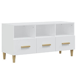 Maison Chic Meuble TV scandinave - Banc TV pour salon Blanc 102x36x50 cm Bois d'ingénierie -MN55089