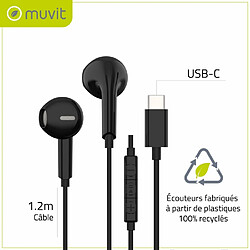 Avis Muvit Écouteurs USB-C avec Microphone et Bouton Contrôle de Volume Noir