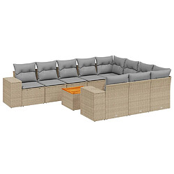 Maison Chic Salon de jardin 11 pcs avec coussins, Ensemble Tables et chaises d'extérieur beige résine tressée -GKD911562