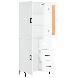 Avis vidaXL Buffet haut Blanc brillant 69,5x34x180 cm Bois d'ingénierie