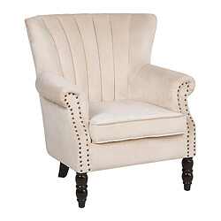 Beliani Fauteuil Velours Beige clair SVEDALA