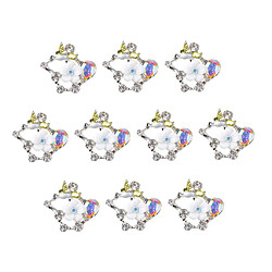 10pcs Fleur Bling Strass Bouton Boucle D'oreille Accessoire Pinces à Cheveux Bande Cabochon camée en verre embellissement flatback