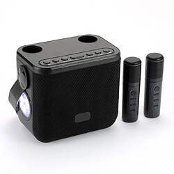 Yonis Enceinte Bluetooth 10W Puissante Avec Micro Karaoke Et Lampe LED Enceinte Bluetooth KTV Portable Double Microphone Son Stéréo 360° Batterie 3600mAh Flashlight Noir YONIS