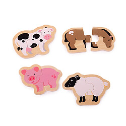 Bigjigs Toys 4 x Puzzles 2 pièces - Ferme 