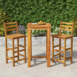 Maison Chic Table de bar et chaises d'extérieur 3 pcs,Ensemble de bar de jardin pour relax bois d'acacia solide -GKD398875