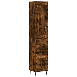 vidaXL Buffet haut Chêne fumé 34,5x34x180 cm Bois d'ingénierie