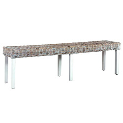 Decoshop26 Banc en rotin kubu naturel et manguier massif 160 cm blanc BAN02008 