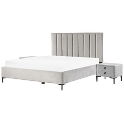 Beliani Ensemble de chambre en velours gris clair avec lit coffre 180 x 200 cm SEZANNE