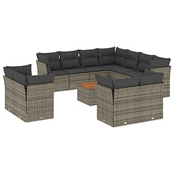 Maison Chic Salon de jardin avec coussins 12 pcs, Ensemble Tables et chaises de jardin, gris résine tressée -GKD961900