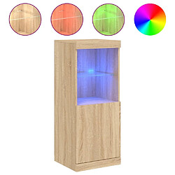 Maison Chic Commode Buffet - Meuble de rangement avec lumières LED chêne sonoma 41x37x100 cm -GKD25194