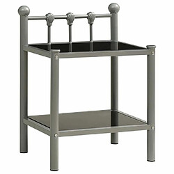 Maison Chic Table de chevet,Table de Nuit,Meuble de Rangement Gris et noir 45x34,5x60,5 cm Métal et verre