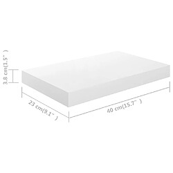 vidaXL Étagère murale flottante Blanc brillant 40x23x3,8 cm MDF pas cher