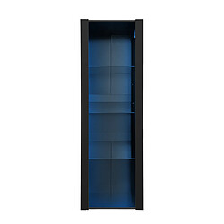 KOMHTOM Vitrine noire avec éclairage LED, 3 compartiments en verre, 55 * 38 * 166cm,