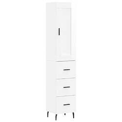 Maison Chic Buffet,Meuble de Rangement,commode pour salon,Cuisine Blanc brillant 34,5x34x180 cm Bois d'ingénierie -MN21985