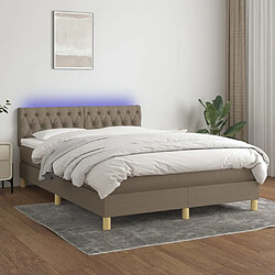 vidaXL Sommier à lattes de lit avec matelas LED Taupe 140x190 cm Tissu