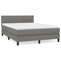 vidaXL Sommier à lattes de lit avec matelas Gris foncé 140x200cm Tissu