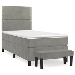 vidaXL Sommier à lattes de lit et matelas Gris clair 100x200cm Velours