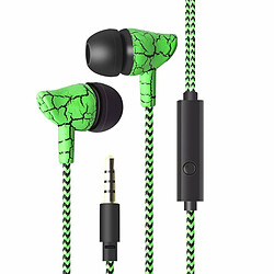 Casque Intra-Auriculaire À Commande Filaire Avec Microphone Prise Stéréo 3,5 Mm Écouteurs À Fil Tressé À La Mode Vert 