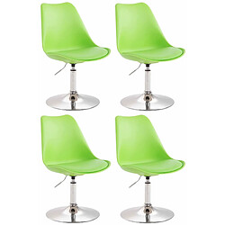 Decoshop26 Lot de 4 chaises de salle à manger pivotante hauteur réglable en plastique vert et pied trompette métal aspect chromé 10_0001820 