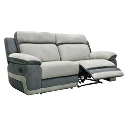 Acheter Vente-Unique Canapé 3 places relax en microfibre gris clair et bandes anthracites TALCA